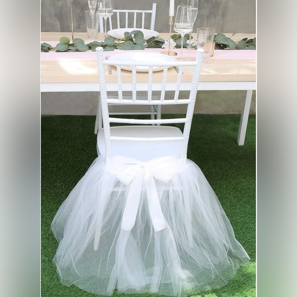 Bridal Chair White Tulle Tutu Decoration for Bridal Shower or Rehearsal Dinner - Picture 1 of 7
